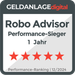 Siegel der Plattform Geldanlage-digital mit der Auszeichnung Performance-Sieger (5 Sterne) 2025 für Evergreen als Robo-Advisor
